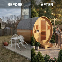Outdoor Traditional Barrel Sauna — Before & After