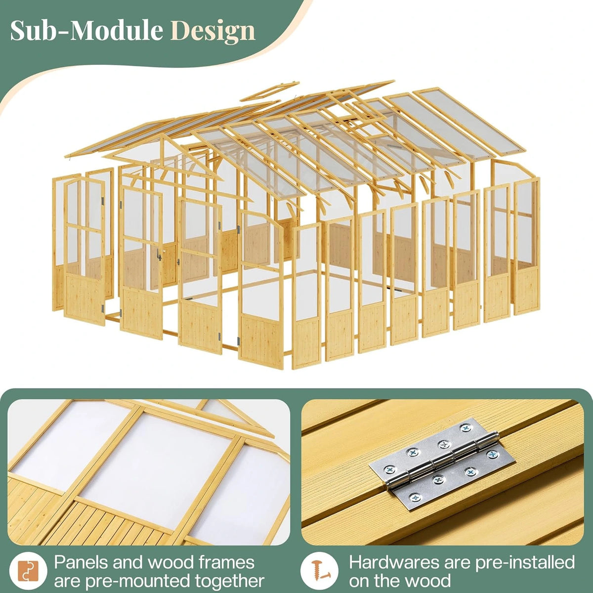 10 X 13.2-Ft Wooden Greenhouse — product view 5