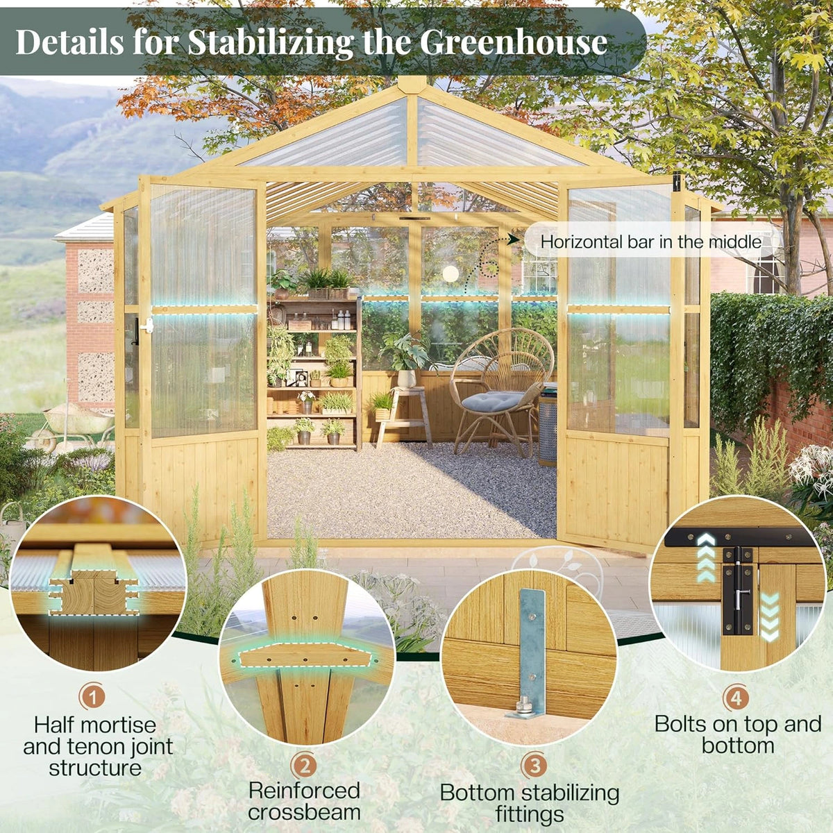 10 X 13.2-Ft Wooden Greenhouse — product view 9
