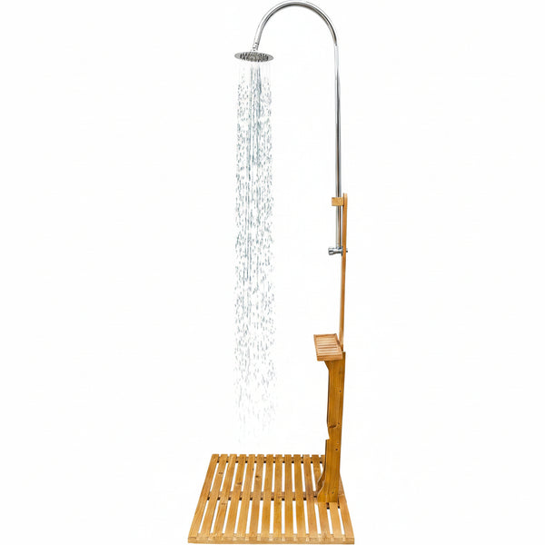 Portable Wood Outdoor Shower with Base – Pool & Garden
