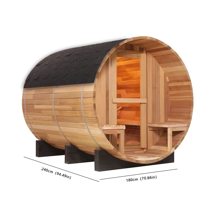 6-Person Patchworkred Cedar Traditional Steam Barrel Sauna — product view 2