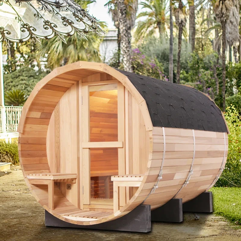 6-Person Patchworkred Cedar Traditional Steam Barrel Sauna — product view 5