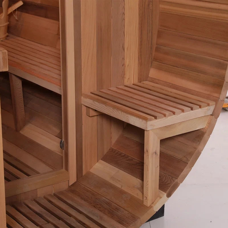 6-Person Patchworkred Cedar Traditional Steam Barrel Sauna — product view 9