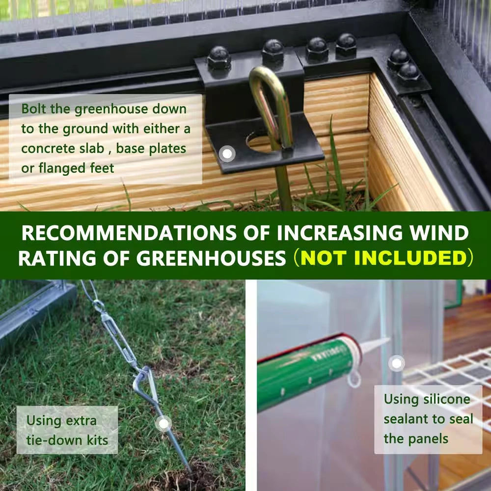 8 Ft. W X 14 Ft. D Polycarbonate Walk-In Greenhouse for Outdoors with 2-Adjustable Roof Vents, Gray — product view 3