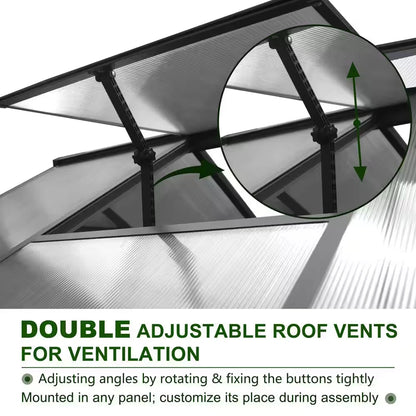 8 Ft. W X 14 Ft. D Polycarbonate Walk-In Greenhouse for Outdoors with 2-Adjustable Roof Vents, Gray — product view 5