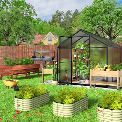 8 Ft. W X 14 Ft. D Polycarbonate Walk-In Greenhouse for Outdoors with 2-Adjustable Roof Vents, Gray — product view 8