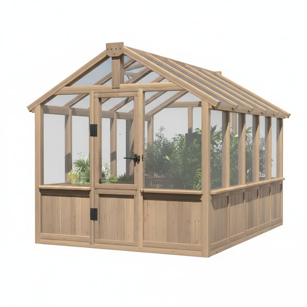 6x10 Ft Cedar Wood Greenhouse with Polycarbonate Panels