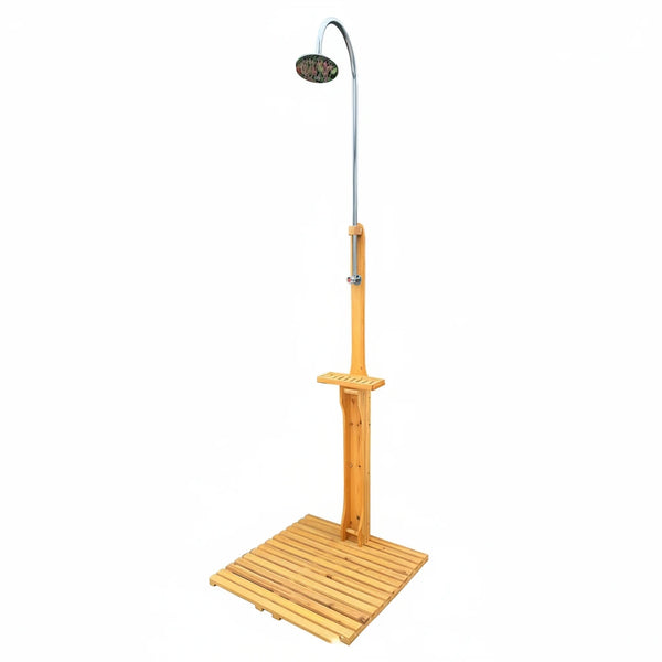 Outdoor Shower Kit Portable Wood Outdoor Garden Pool Shower with Chassis Board for Outdoor Backyard Poolside Beach Pool Spa,Wood