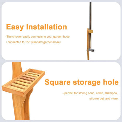 Outdoor Shower Kit Portable Wood Outdoor Garden Pool Shower with Chassis Board for Outdoor Backyard Poolside Beach Pool Spa,Wood — product view 3
