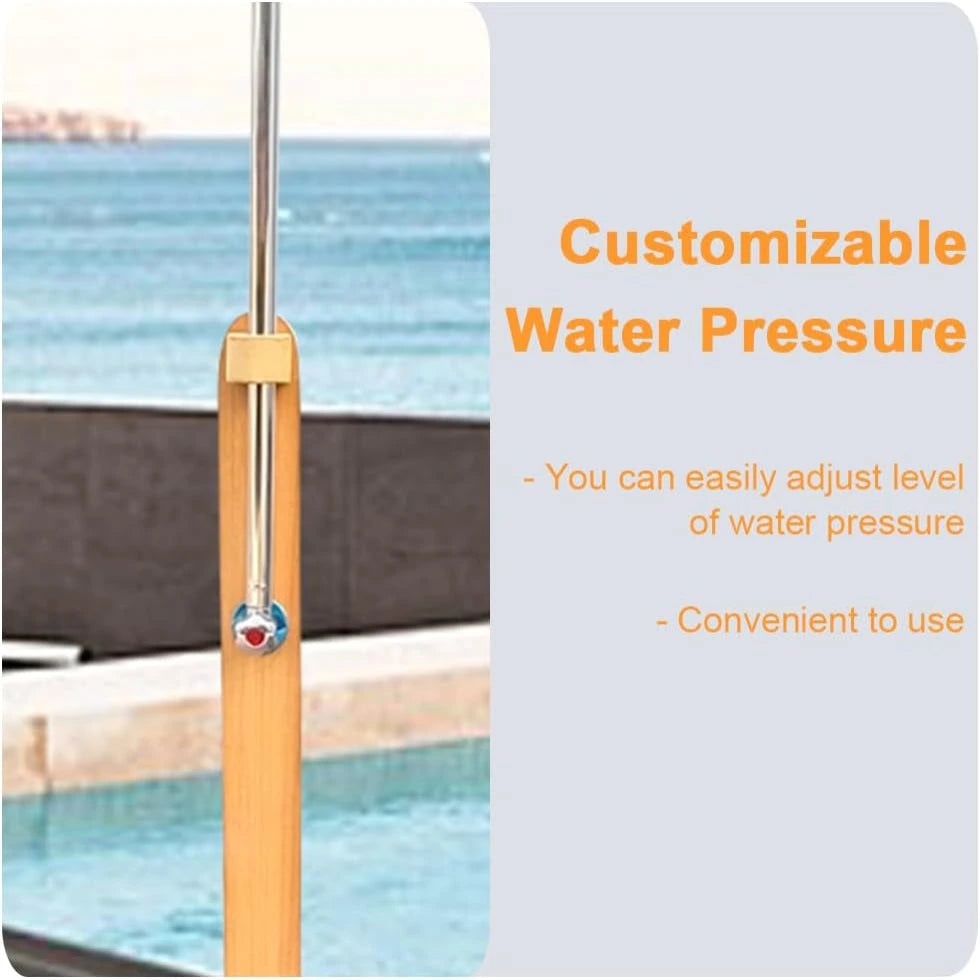 Outdoor Shower Kit Portable Wood Outdoor Garden Pool Shower with Chassis Board for Outdoor Backyard Poolside Beach Pool Spa,Wood — product view 6