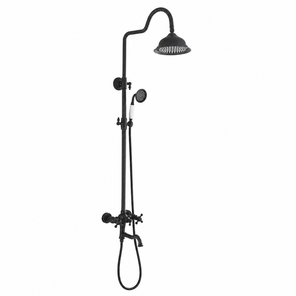 Exposed Shower System Matte Black,Antique Outdoor Shower Faucet with 8
