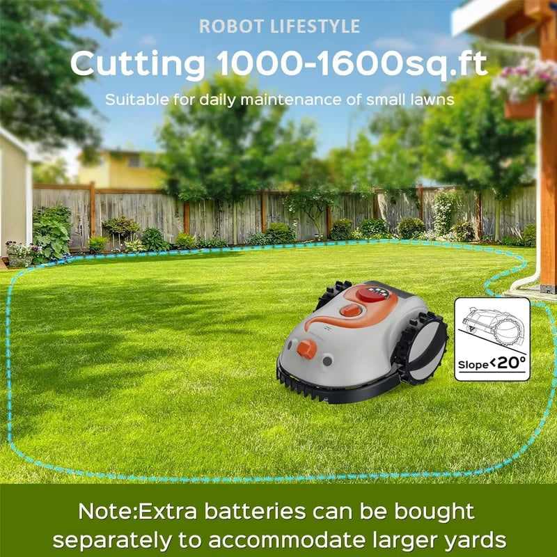 Robotic Lawn Mower Grass Cutter Robot Smart without Boundary Wire 4.0Ah Removable Battery Visual Sensor for Small Garden 200Sqm — product view 4