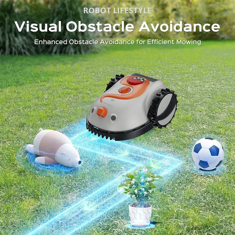 Robotic Lawn Mower Grass Cutter Robot Smart without Boundary Wire 4.0Ah Removable Battery Visual Sensor for Small Garden 200Sqm — product view 5